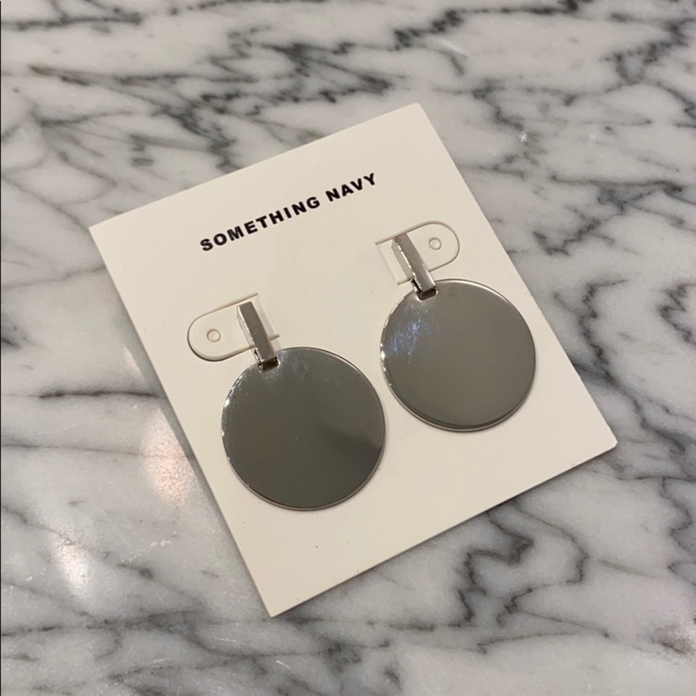 Something Navy Silver Disc Stud Earring